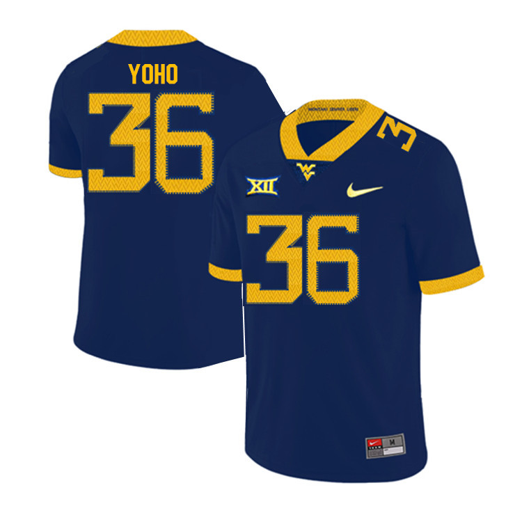NCAA Men's Nick Yoho West Virginia Mountaineers Navy #36 Nike Stitched Football College Authentic Jersey QZ23J12BX